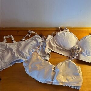 Set of Three Beige and Cream Nursing Bras